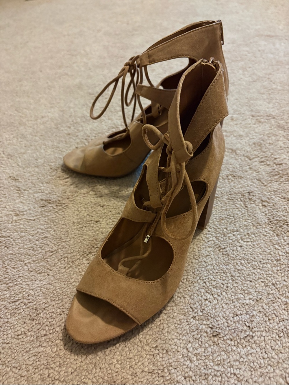 Aldo Tan Suede Lace-Up High Heel Sandals